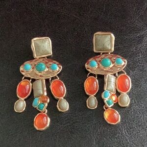 gorgeous beaded long earrings nwot